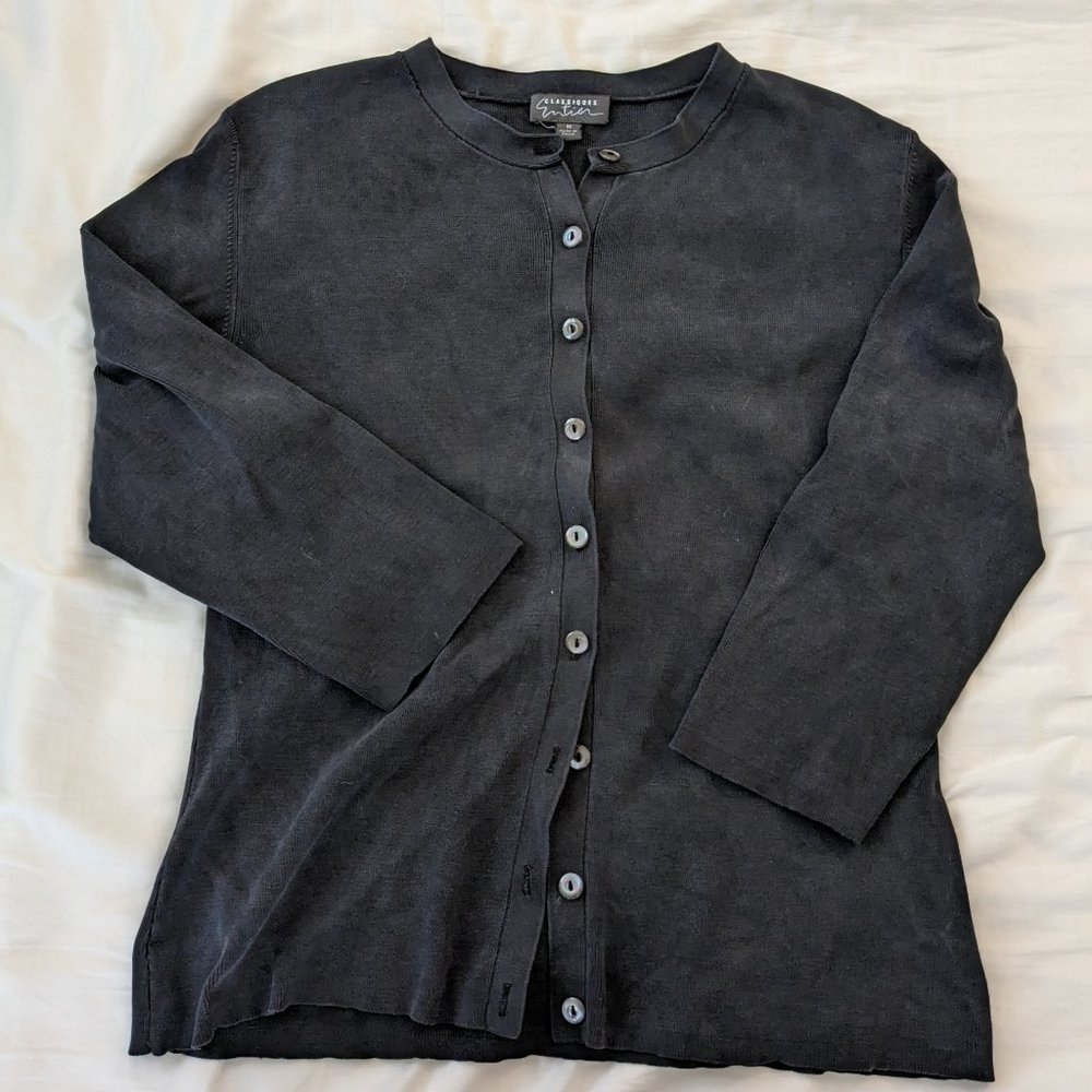 vintage navy silk knit cardigan